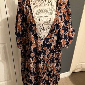 Deep V Baby doll dress, floral print